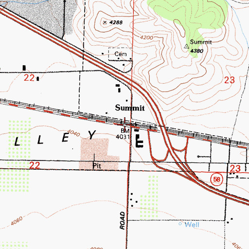 Topographic Map of Summit, CA