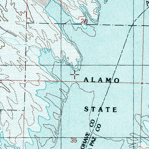Topographic Map of Alamo Crossing (historical), AZ