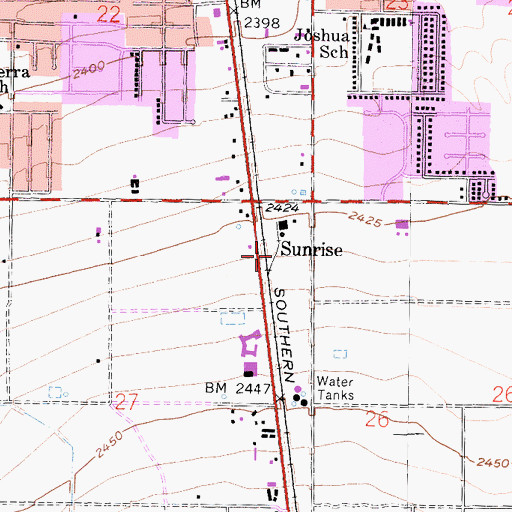 Topographic Map of Sunrise, CA