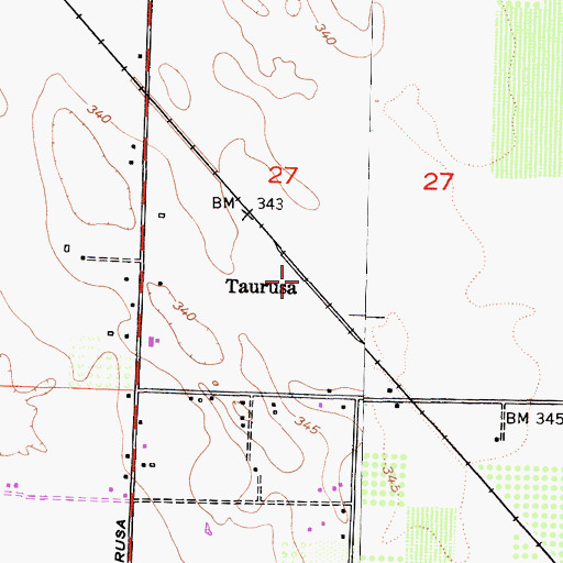 Topographic Map of Taurusa, CA