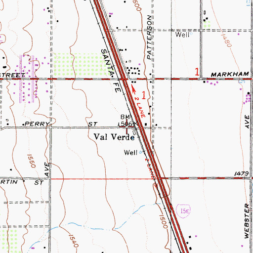 Topographic Map of Val Verde, CA