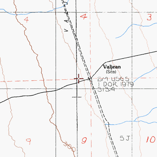Topographic Map of Valjean, CA