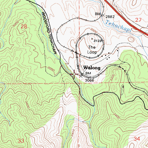 Topographic Map of Walong, CA