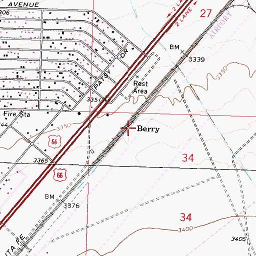 Topographic Map of Berry, AZ