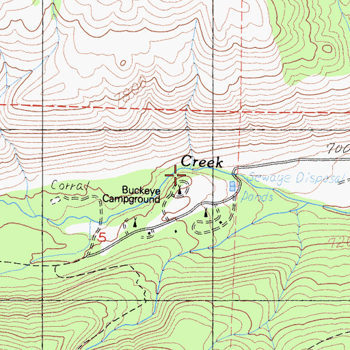 Topographic Map of Buckeye Campground, CA