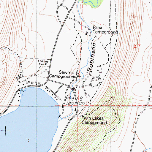 Topographic Map of Sawmill Campground, CA