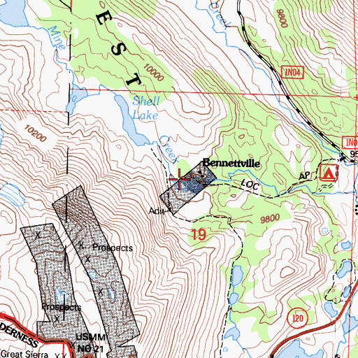 Topographic Map of Bennettville (historical), CA