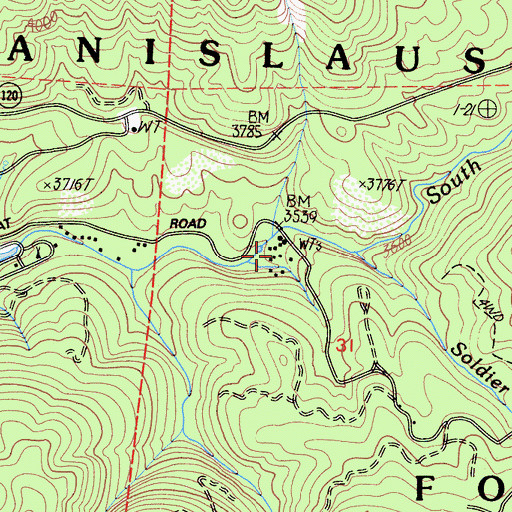 Topographic Map of Berkeley-Tuolumne Campground, CA