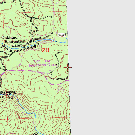 Topographic Map of Sweetwater Campground, CA