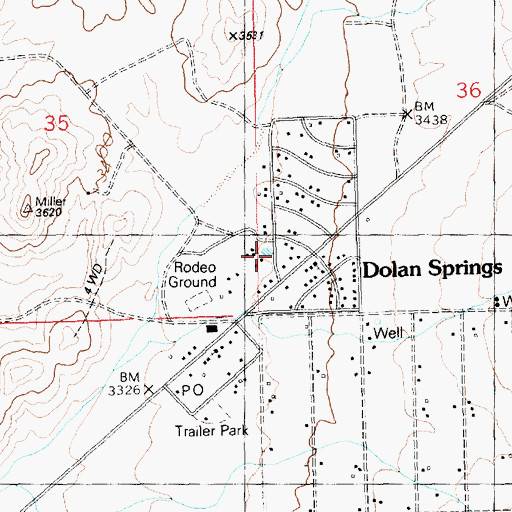 Topographic Map of Dolan Springs, AZ