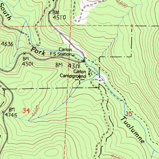 Topographic Map of Carlon Campground, CA