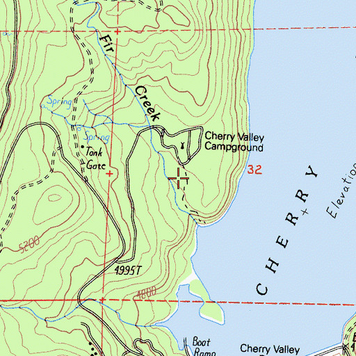 Topographic Map of Cherry Valley Campground, CA