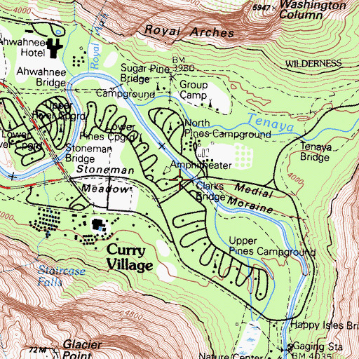 Topographic Map of Clarks Bridge, CA