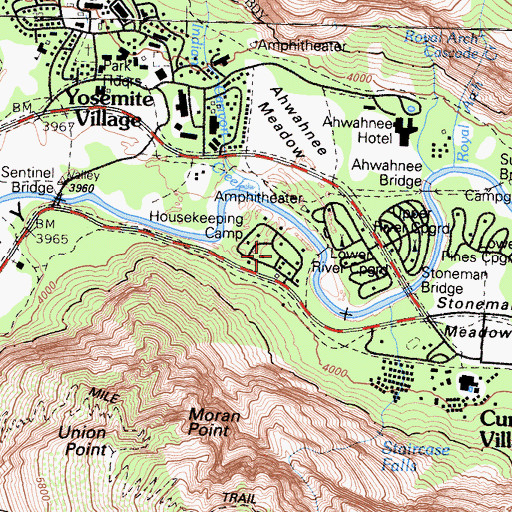 Topographic Map of Housekeeping Camp, CA