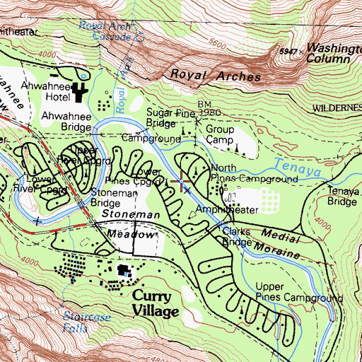 Topographic Map of North Pines Campground, CA