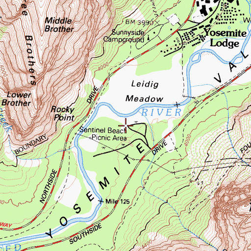 Topographic Map of Sentinel Beach Picnic Area, CA