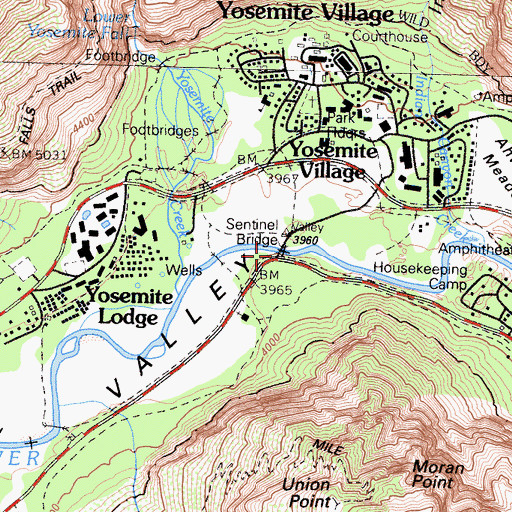 Topographic Map of Sentinel Bridge, CA