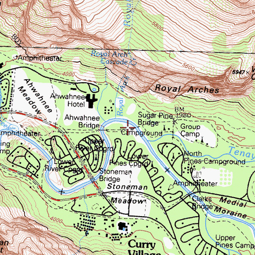 Topographic Map of Sugar Pine Bridge, CA