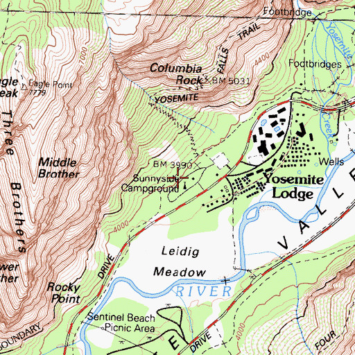 Topographic Map of Sunnyside Campground, CA