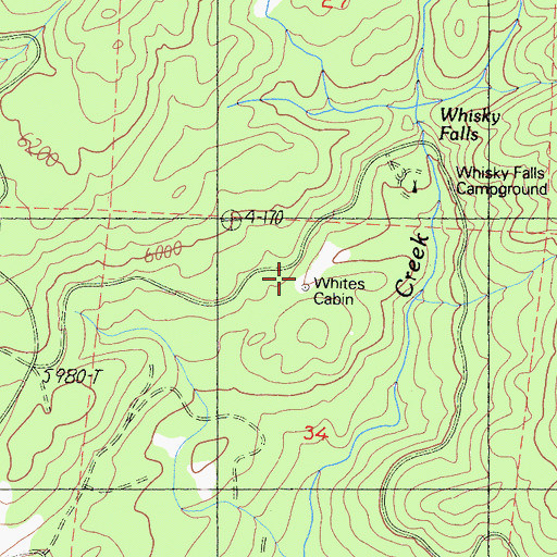 Topographic Map of Whites Cabin, CA