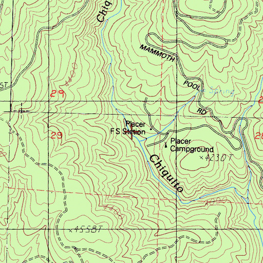 Topographic Map of Placer Guard Station, CA