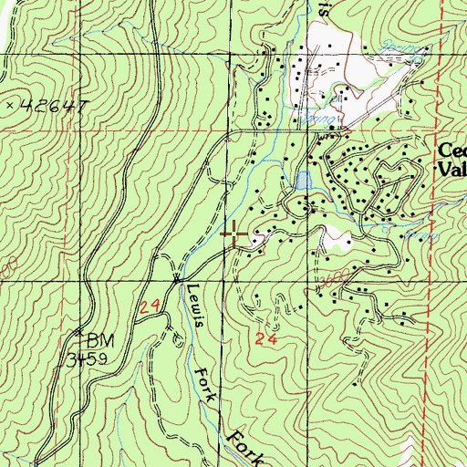 Topographic Map of Cedar Valley, CA