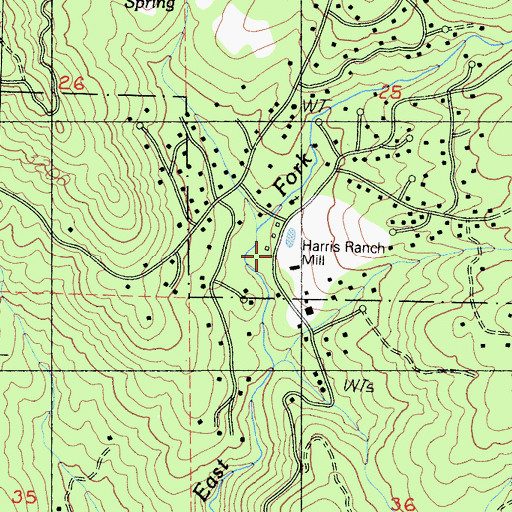 Topographic Map of Harris Ranch Mill, CA