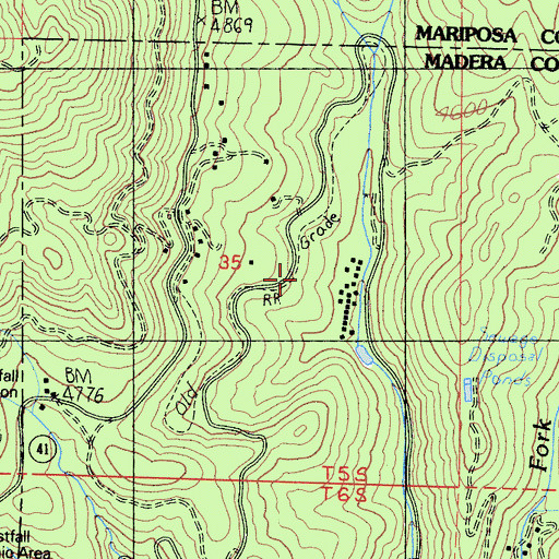 Topographic Map of Yosemite Mountain Sugar Pine Historical Railroad, CA