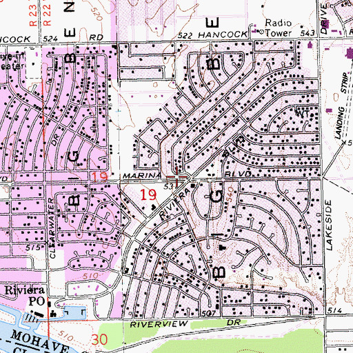 Topographic Map of Riviera, AZ