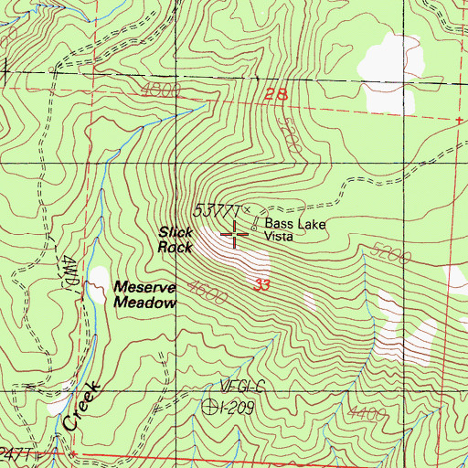 Topographic Map of Bass Lake Vista, CA