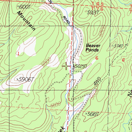 Topographic Map of Beaver Ponds, CA
