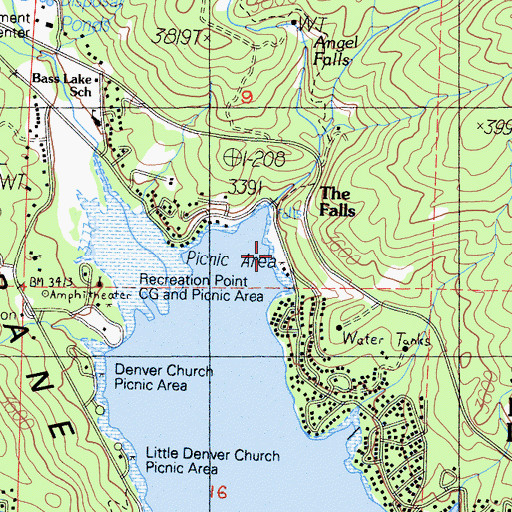 Topographic Map of Falls Beach Picnic Area, CA