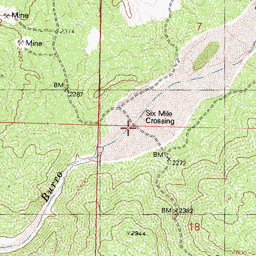 Topographic Map of Six Mile Crossing, AZ