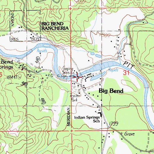 Topographic Map of Big Bend US Forest Service Station, CA