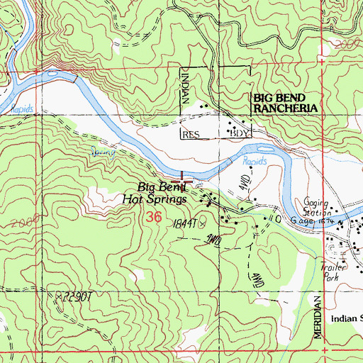 Topographic Map of Big Bend Hot Springs, CA