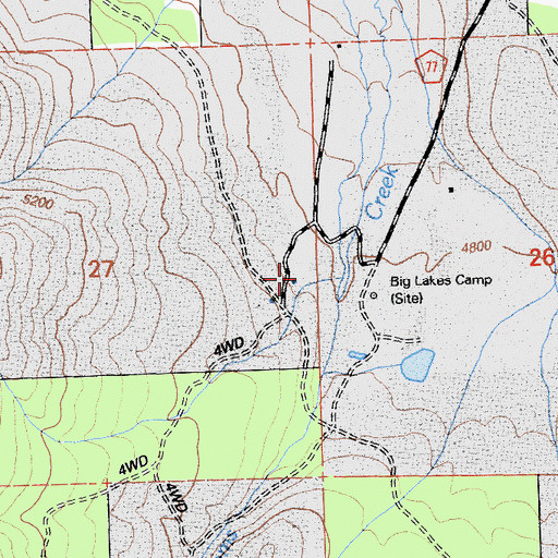 Topographic Map of Big Lakes Camp, CA
