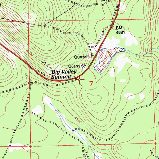 Topographic Map of Big Valley Summit, CA