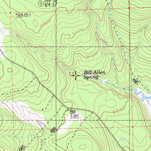 Topographic Map of Bill Allen Spring, CA