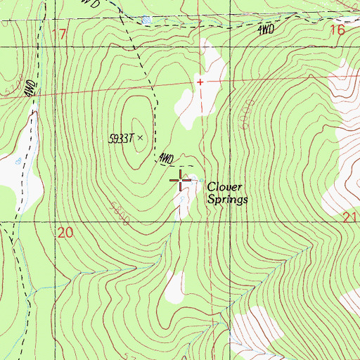 Topographic Map of Clover Springs, CA
