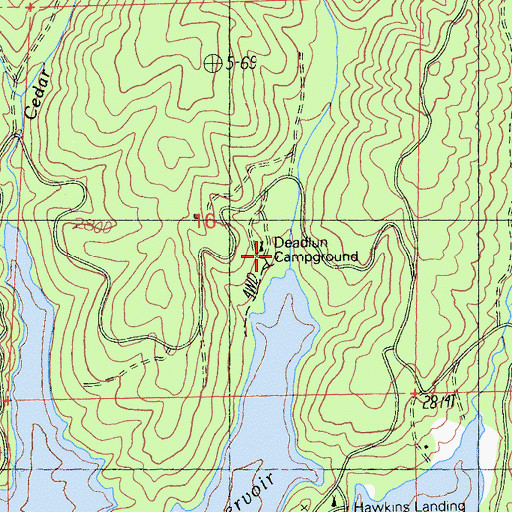 Topographic Map of Deadlun Campground, CA