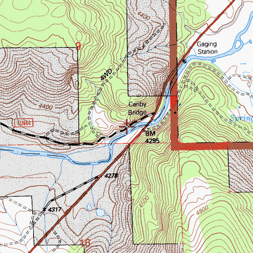 Topographic Map of Canby Bridge, CA