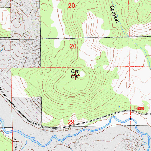 Topographic Map of Cat Hill, CA