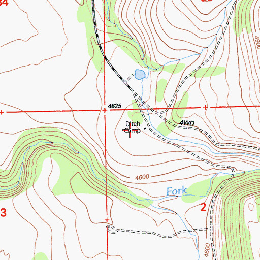 Topographic Map of Ditch Camp, CA