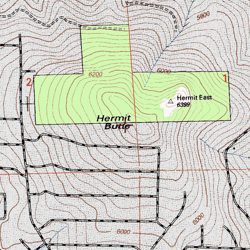 Topographic Map of Hermit Butte, CA