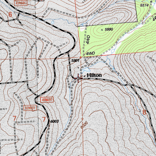 Topographic Map of Hilton, CA