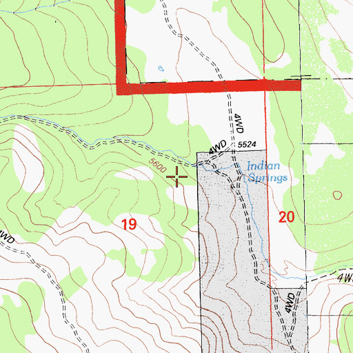 Topographic Map of Indian Springs, CA