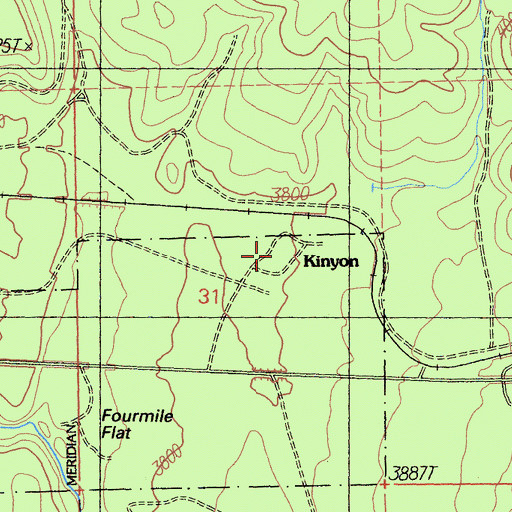 Topographic Map of Kinyon, CA