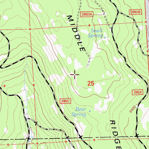 Topographic Map of Middle Ridge, CA