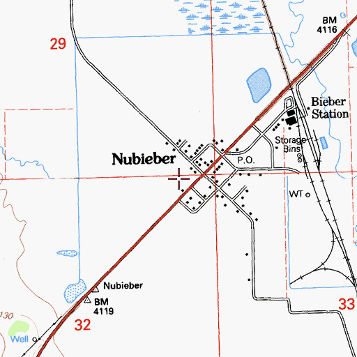 Topographic Map of Nubieber, CA