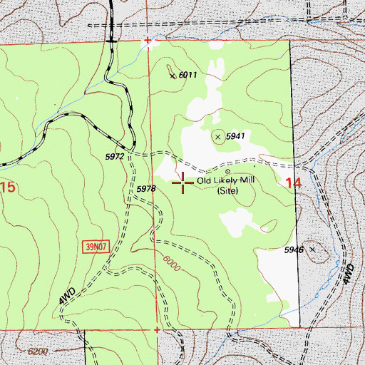 Topographic Map of Old Likely Mill (historical), CA